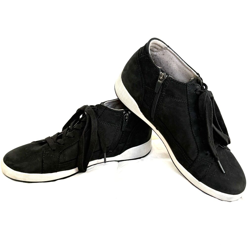 Dansko Black Leather Lace Up Sneakers Women’s 40 US 10 Side Zip Comfort Shoes